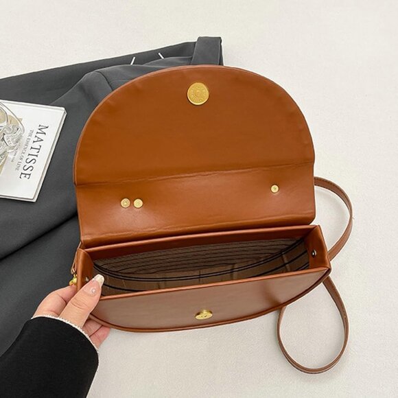 Black PU Leather Slouchy Saddle Bag for Women - Versatile Crossbody, Shoulder, T - Picture 4 of 7